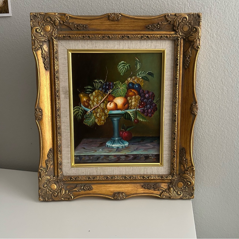 SOLD Ornate Gold Framed Fruit Still Life Painting